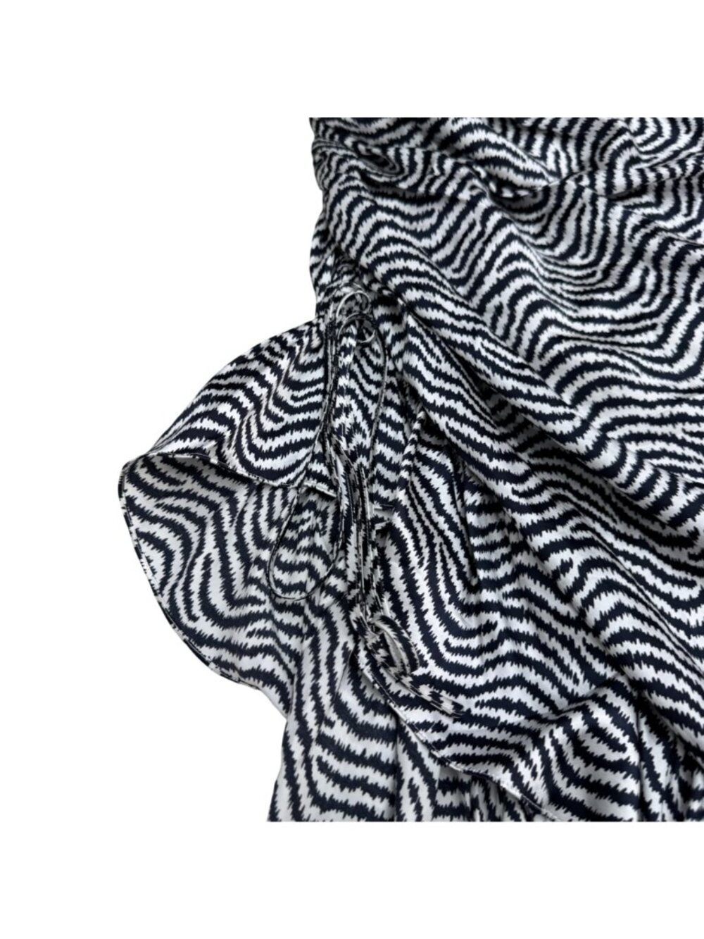 NWT $595 Cinq a Sept Women's Christel 100% Silk Midi Dress Ivory Navy, Size 8 - Picture 4 of 11